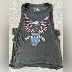 New patriotic chaser eagle made in USA burnout tank top size S America